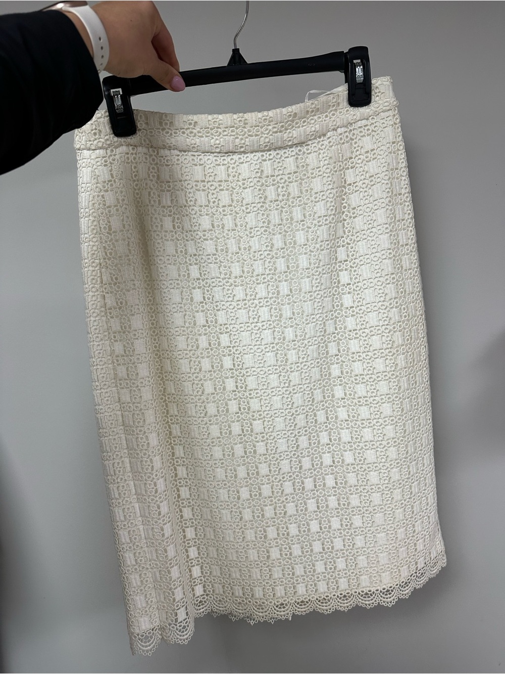 Reiss Cream Lace Midi Skirt